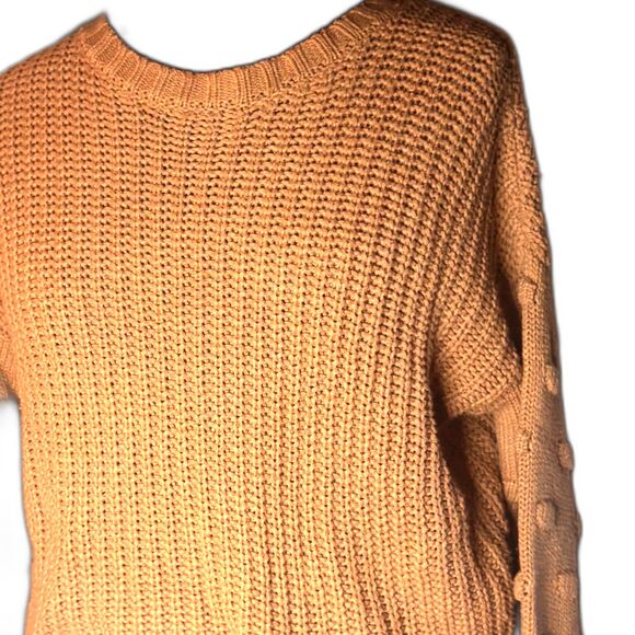 Jessica Simpson Tan Bobble Sleeve Chunky Sweater Women’s S Cozy Fall Pullover - Picture 1 of 9